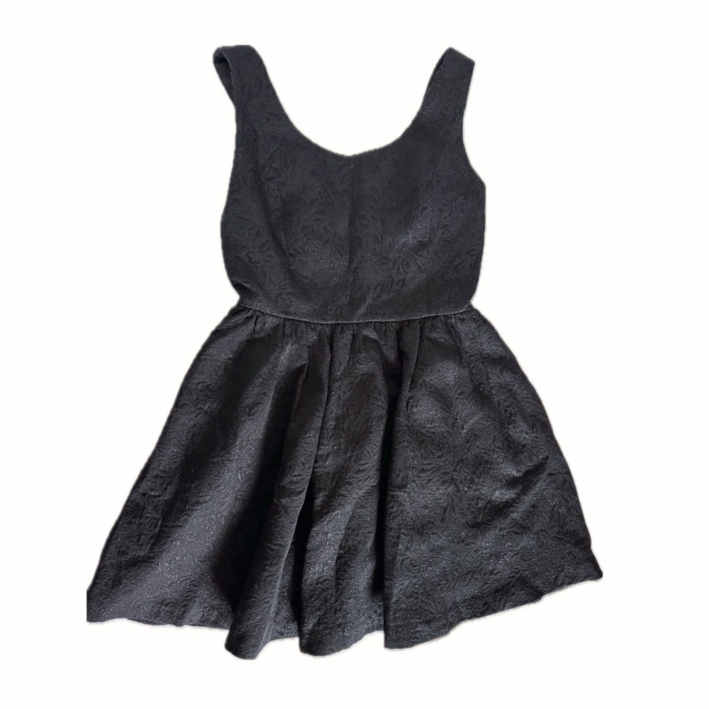 Princess Vera Wang Black Floral A-Line Dress Sleeveless Corset-Style Bodice